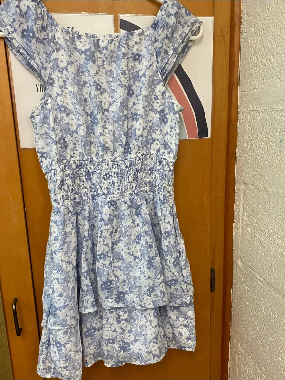 abercrombie kids Light Blue Floral Cap-Sleeve Smocked Dress